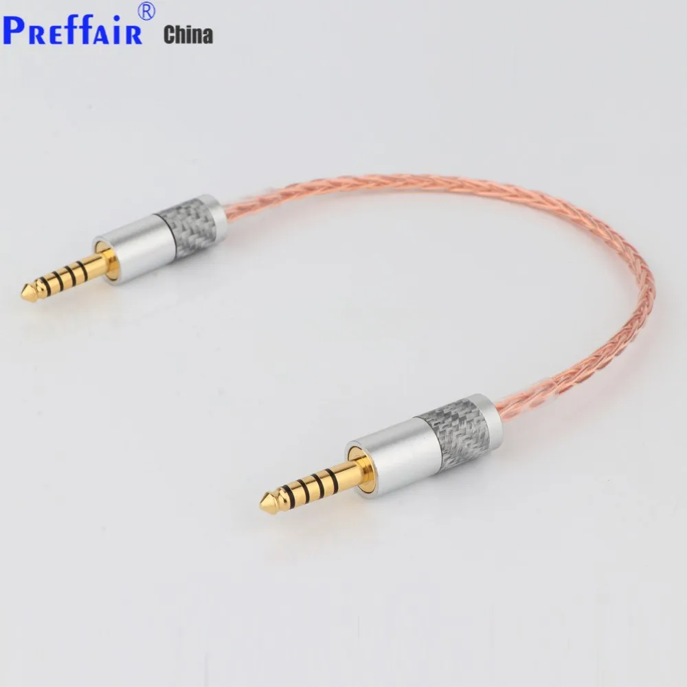 8 Core Single Crystal Coppe 4.4mm Male to Male Headphone Adapters Cable Silver Plated Aux DAC Cable 4.4mm to 4.4mm 5 Pole