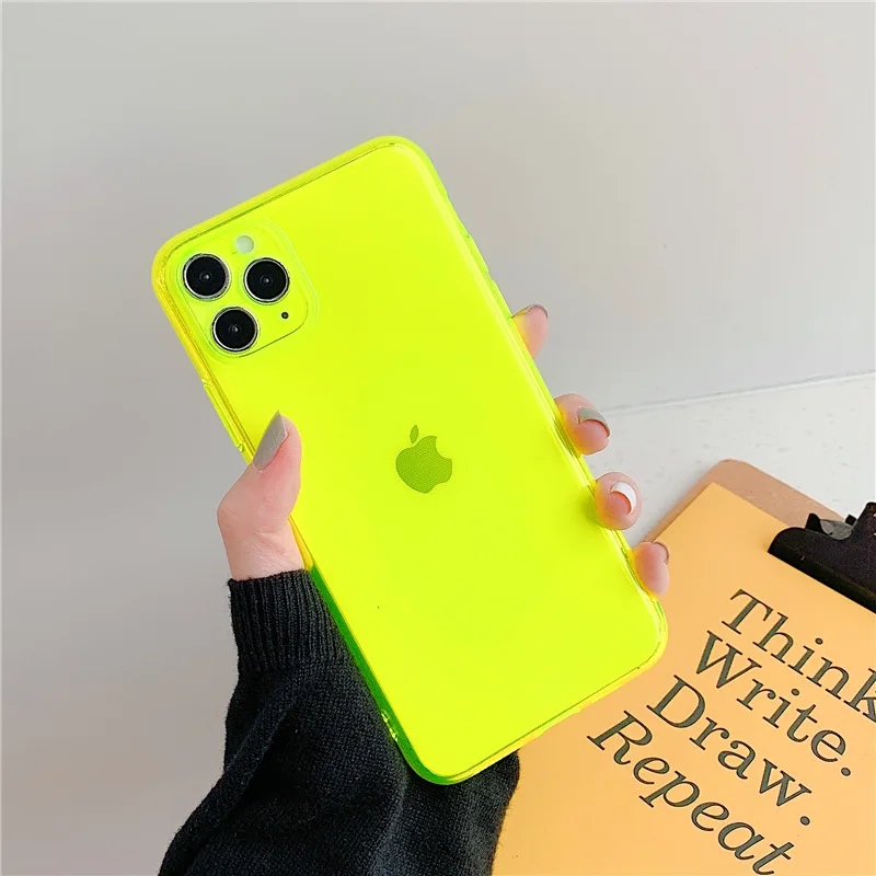 Luxury Florescent light Phone case For IPhone 1514 13 12 11 Pro MAX 7 8 Plus XSMAX XR SE 2020 Soft TPU Transparent Coque Funds