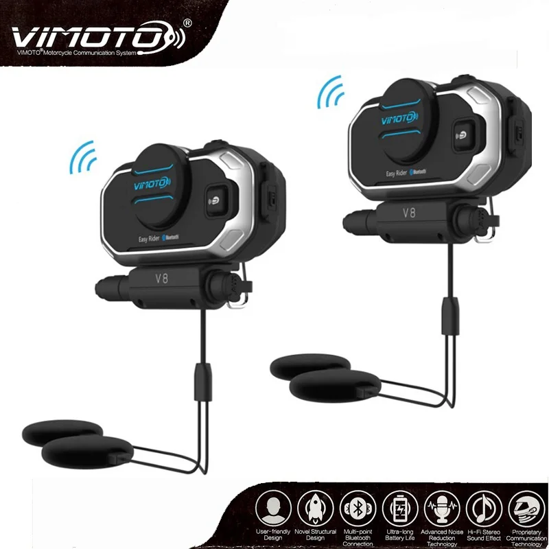 English Version Easy Rider Vimoto V8 Motorcycle Helmet Intercom Bluetooth-compatible Headset Noise Reduction  2 Way Radios