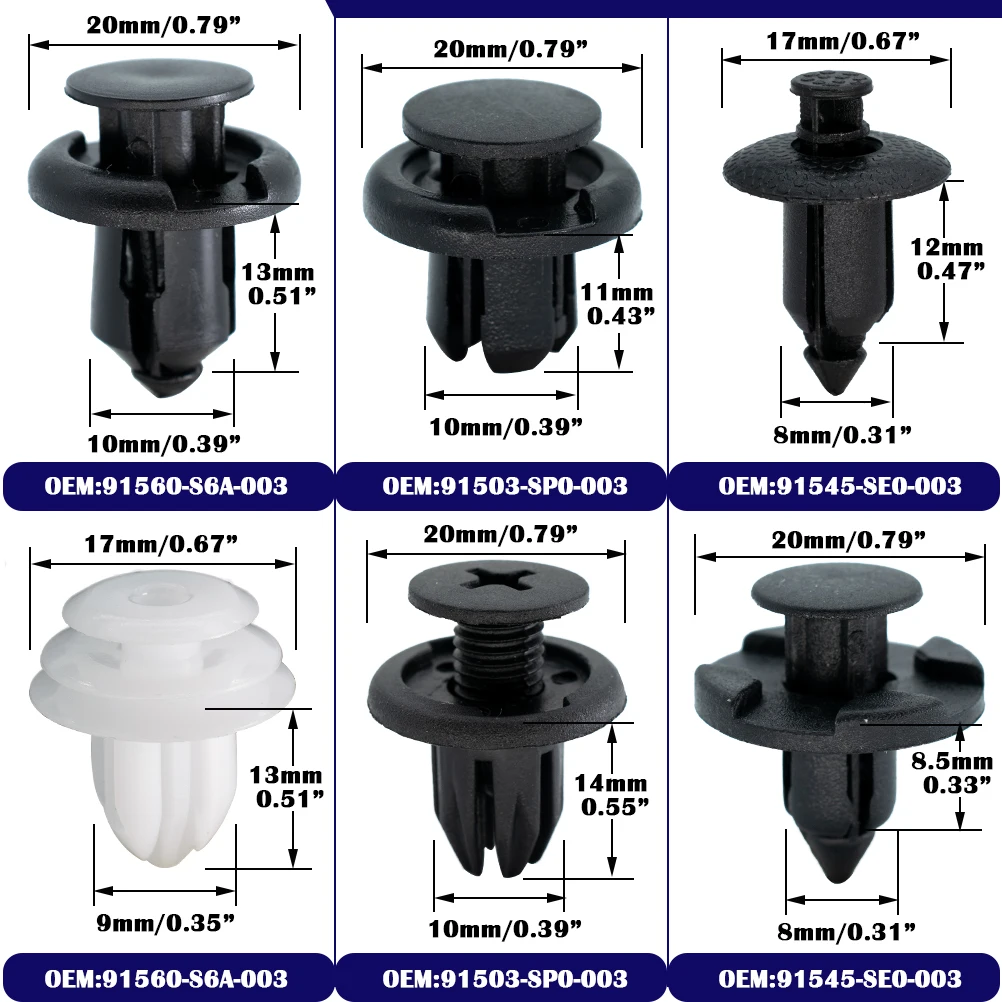 180x Universal Für Honda Auto Trim Clips Stoßstange Haube Retainer Grille Rad Arch Auto Fastener Kunststoff Push Nieten 8 9 10 mm Loch – Detail 1