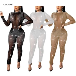 Sexy Mesh Jumpsuit Women Overalls Female Clothing Traf One Piece Costume Body Bodysuit See Through Oneies Jump Suit Overol