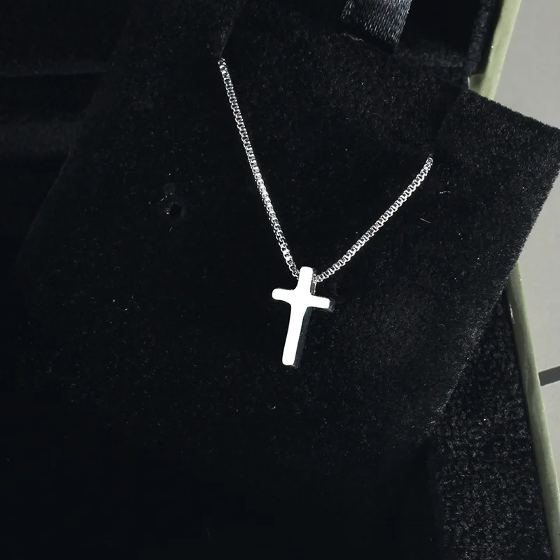 Smooth Cross Pendants Silver Color Chain Necklace Female Choker Necklaces Fashion Jewelry Gifts For Women Girls Children