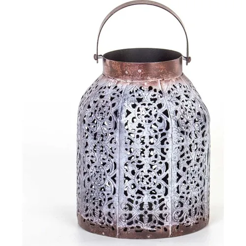 Euro Flora Grikahve Lantern Candle Holder Metal 15x20 cm