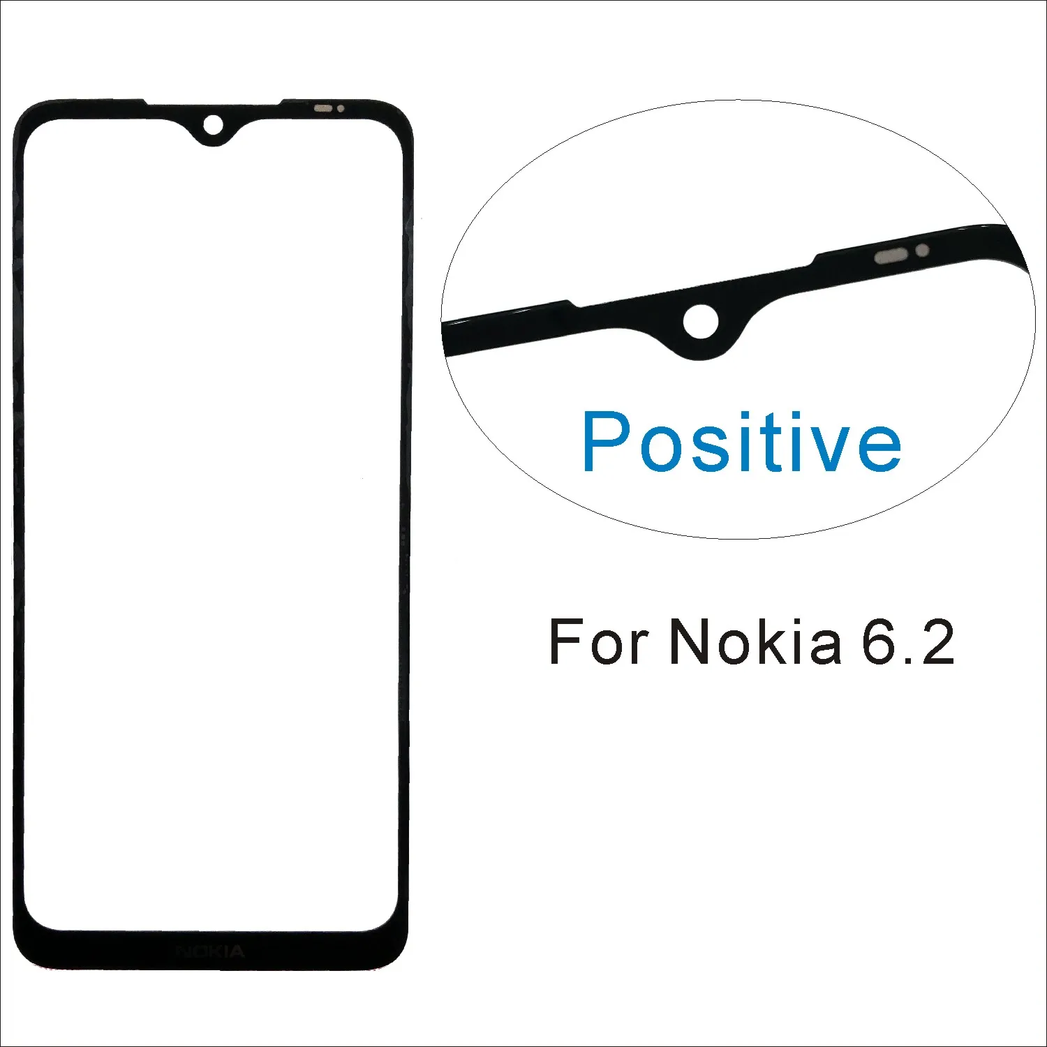 Front Panel Glass For Nokia 6 6.1 6.2 7 7 Plus 7P 7.2 Front Glass Screen Outer Glass Cover Panel Replacement