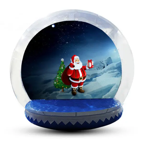 

Customized Snow Man Backdrop Photo Booth Christmas Decoration 3M Inflatable Snow Globe Halloween Advertising Free Blower Cheap