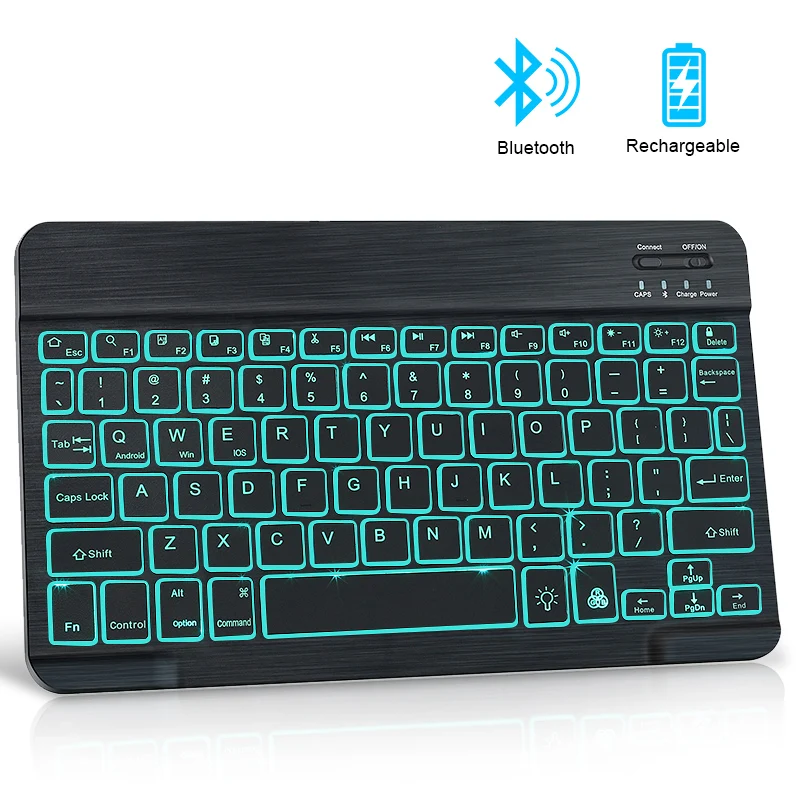 Mini Bluetooth Keyboard Wireless ipad Keyboard Backlit Tablet Spanish Rechargeable Keyboard For Tablet ipad cell phone Laptop