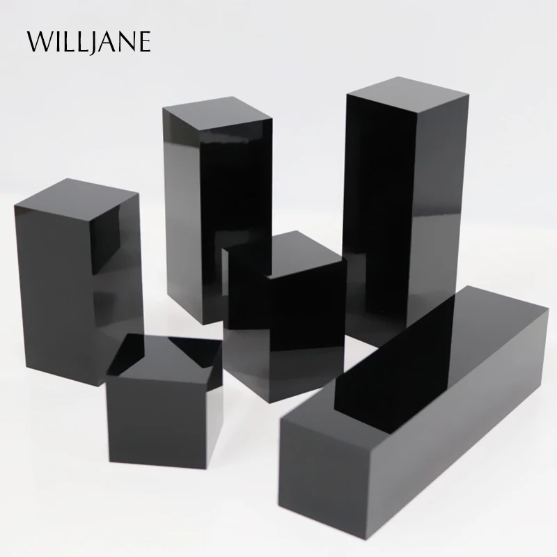 Black Acrylic Solid Block Ring Pendant Jewelry Display Cube Pedestal Art Sculpture Stand Bracelet Necklace Photography Holder