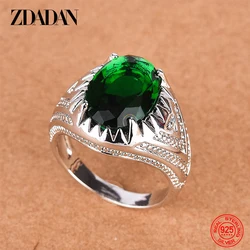 ZDADAN 925 Sterling Silver Emerald Rings For Women Charm Jewelry Party Gift