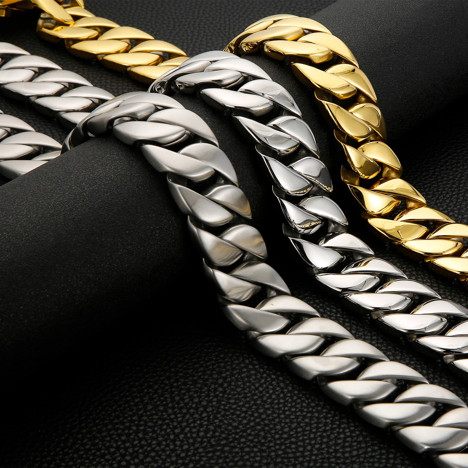 20/31mm Male Cuba Chain Heavy Link  Necklace For Women Men HipHop Thick Gold Color Polished/Brushed Stainless Steel Jewelry