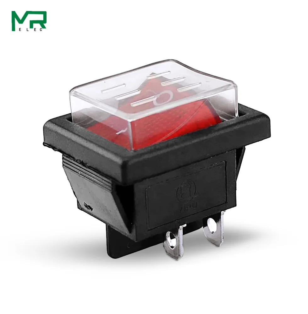 KCD4 1PCS Rocker Switch Power Switch+ transparent waterproof soft sealing cap ON-OFF 4 Pin 16A 250VAC/ 20A 125VAC