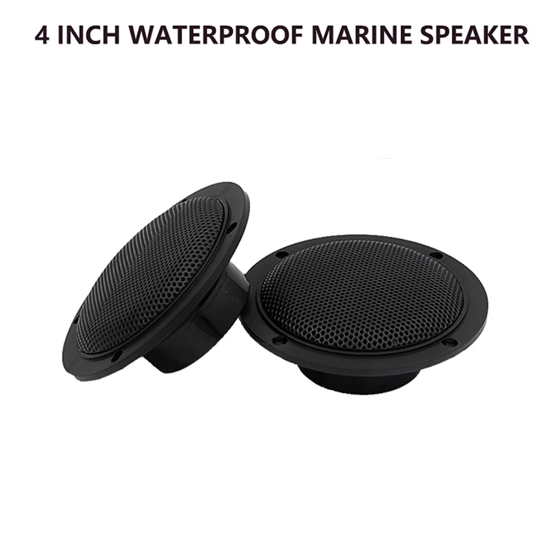 1 Pair 4Inch Waterproof Marine Speakers 120 Watts Dual Full Range Outdoor Boat Speaker Black For RV ATV Pool Yacht Motorcycle