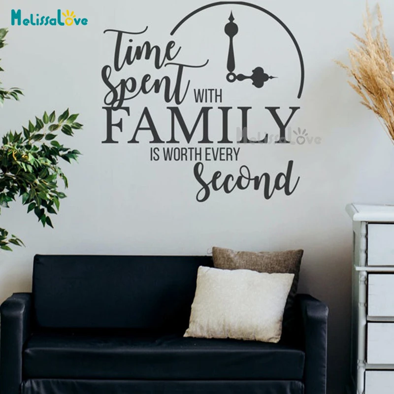 Time Spent With Family Is Worth Every Second Quote Decal Living Room Home Decor Removable Vinyl Wall Sticker BD861