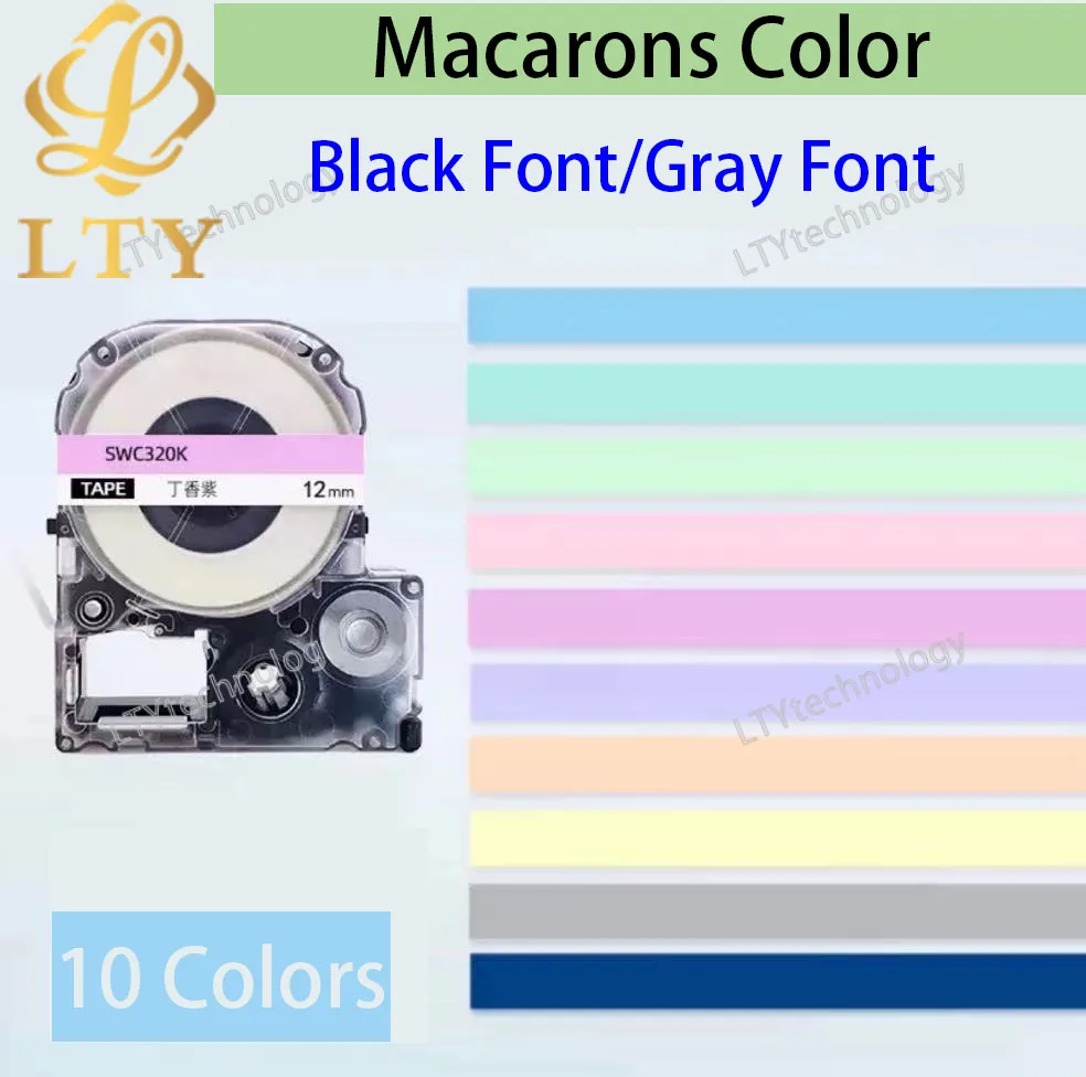 Macaroon colors label tape Compatible for SS12KW Compatible for EPSON LW-300 LW-400 LW-600P LW-700 LC-4WBN9 Printer