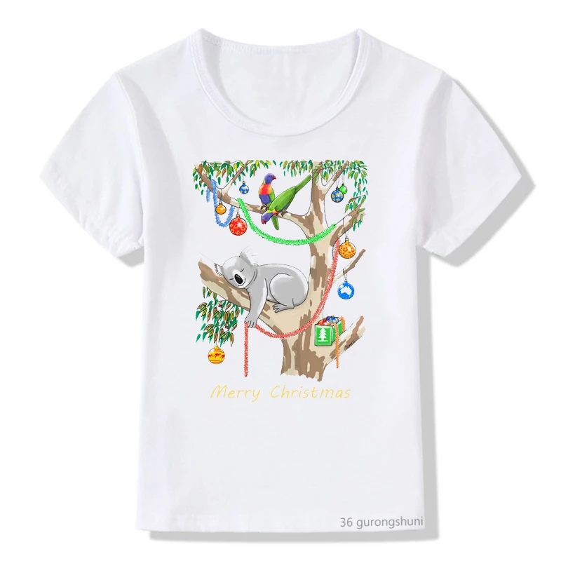 Kookaburras Australian Christmas Carols Baby T Shirt Cute Bird Graphic Print Boys T-Shirt Fashion Girls Tshirt Short Sleeve Tops