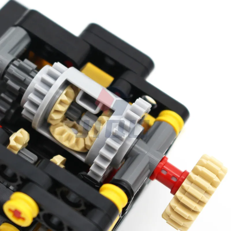 MOC High-tech Automatic Gear Change Version of 2 Speed Gearbox Model Building Blocks Bricks Compatible with PF Set DIY Toys