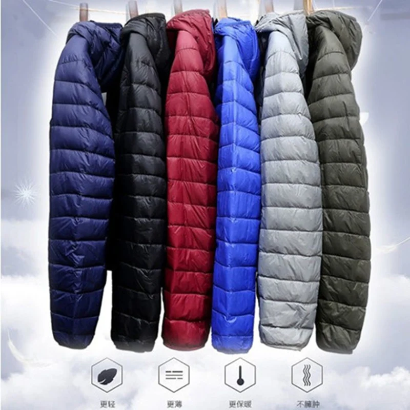 2022 Ultra Light Autumn Winter Fashion Brand Duck Down Jacket Men Hooded Waterproof Streetwear Feather Coat Warm