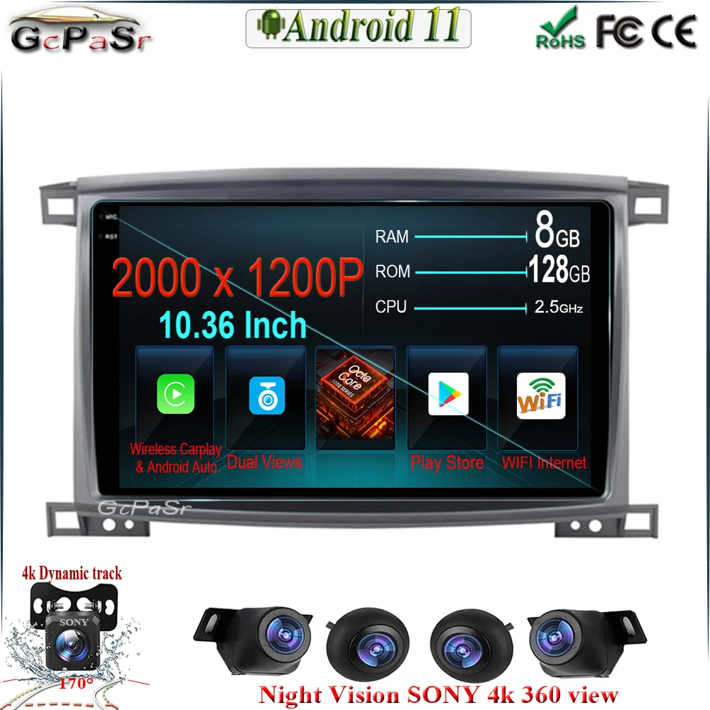 Android For Toyota Land Cruiser LC 100 2002 -2007 Car Autoradio Touchscreen Radio Multimedia Video Player Navigation GPS