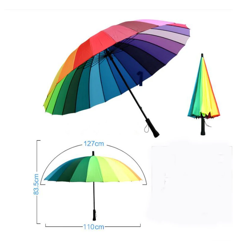 2020 Fashionable 24K Rainbow Big Umbrella Windproof Men's Leather Long Samurai Umbrella Women's Umbrella