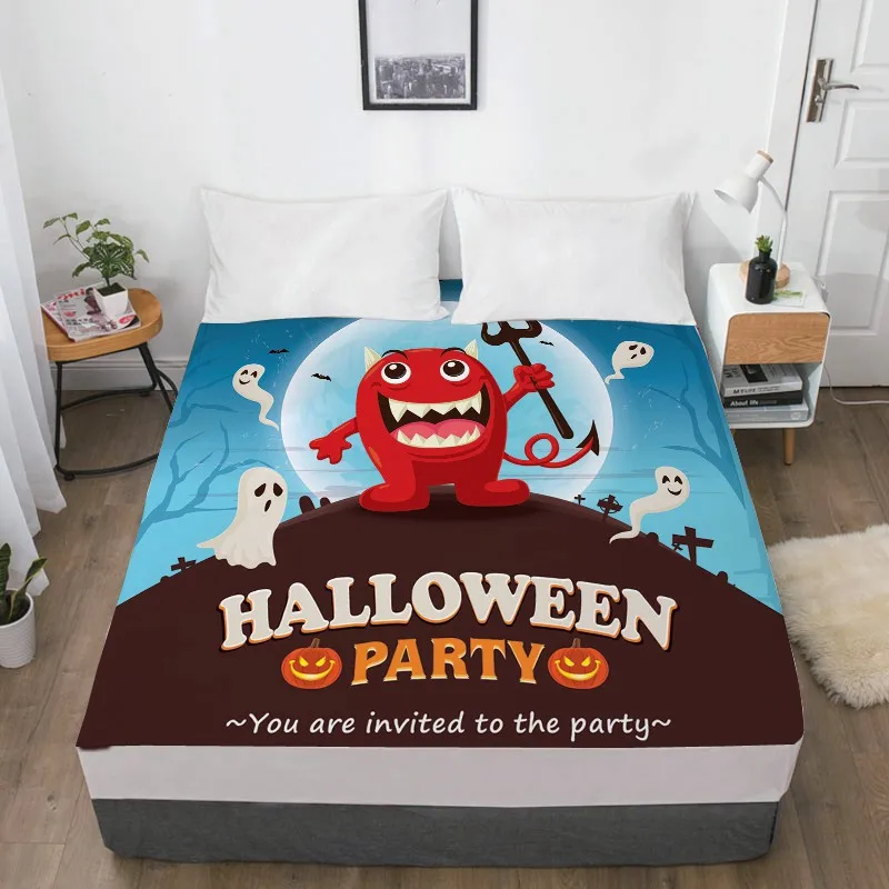 3D halloween Bed Sheets With Elastic Queen/King/Custom,Fitted Sheet for Kids/baby/children,demon Mattress Cover 150/160x200cm