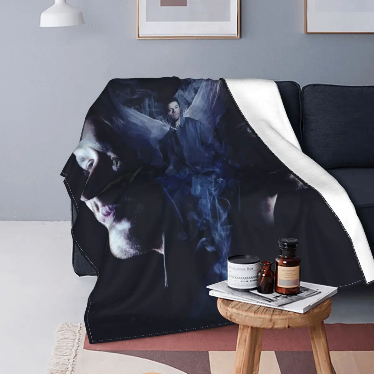 Supernatural Movie Sam Dean Blanket Cover Angel Wings Mystery Flannel Throw Blankets Bed Sofa Decoration Soft Warm Bedspread