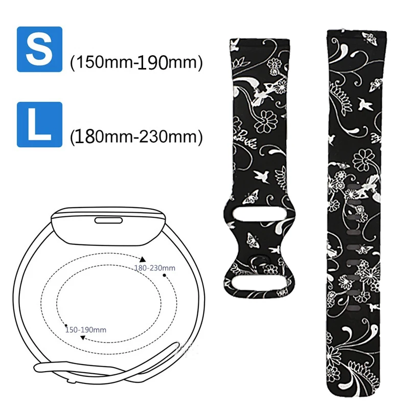 L/S Printing Silicone Strap For Fitbit Versa 3/Sense Smart Watch Band Pattern Floral Bracelet Wrist Straps For Fitbit Versa 3