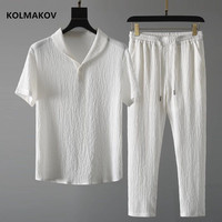 (Shirt + trousers)2025 summer men fashion classic shirt men's business casual fashion shirts men A set of clothes size M-4XL