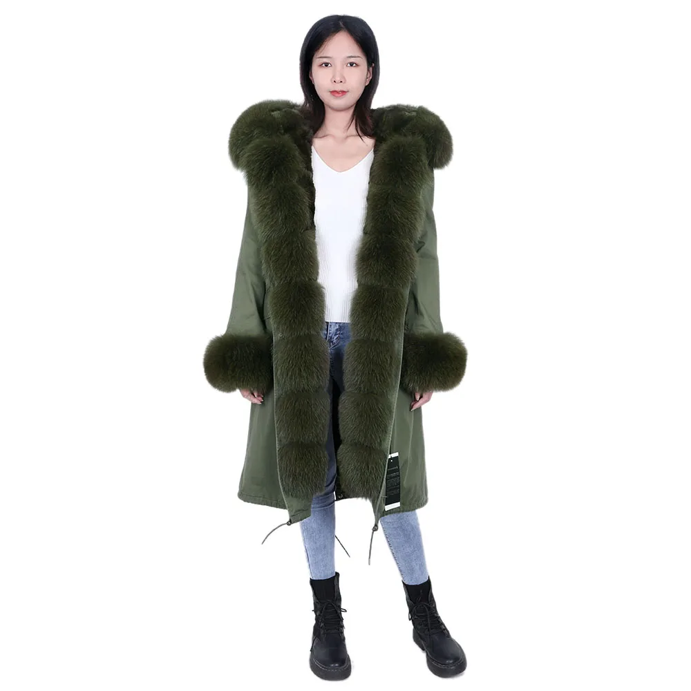 2020 new winter over-the-knee fox fur collar fur coat rabbit fur detachable liner large size thick coat women