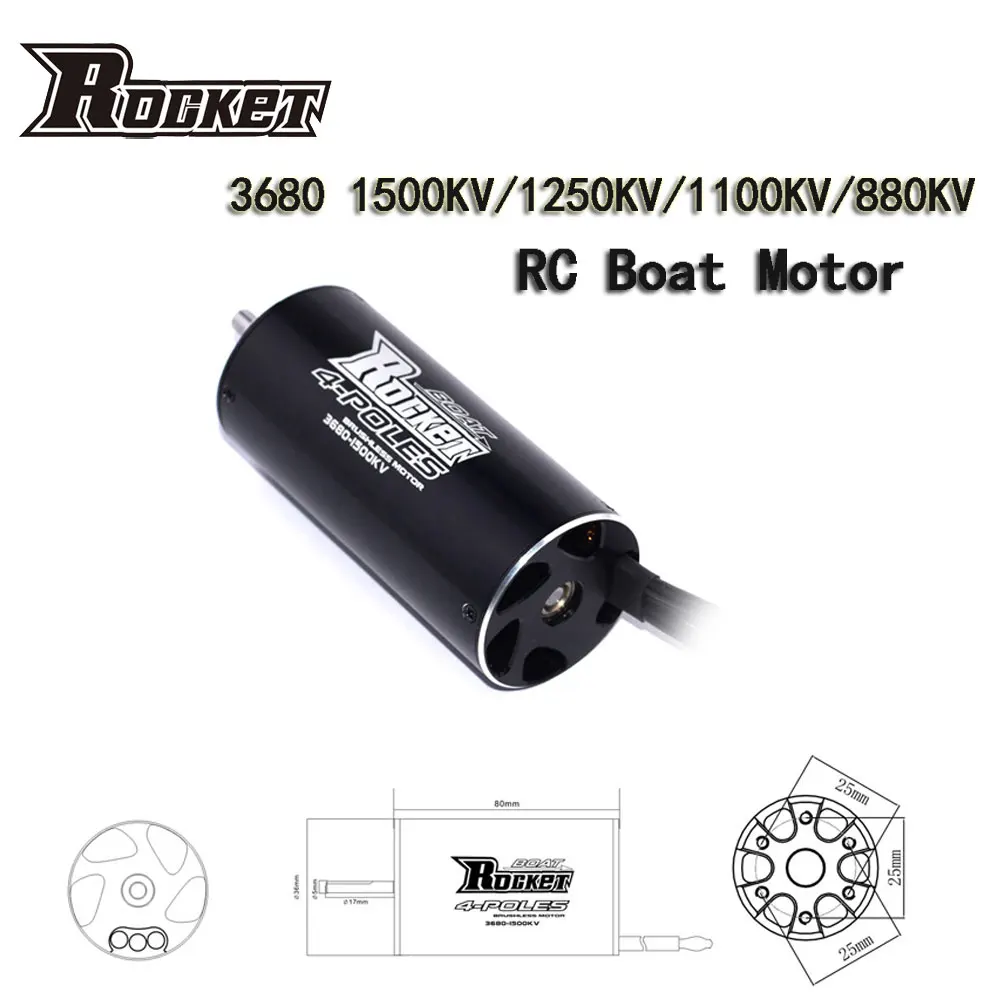 SURPASS HOBBY Rocket 3680 1500KV 1250KV 1100KV 880KV 4-biegunowy bezszczotkowy silnik bezczujnikowy do łodzi RC 800-1000mm