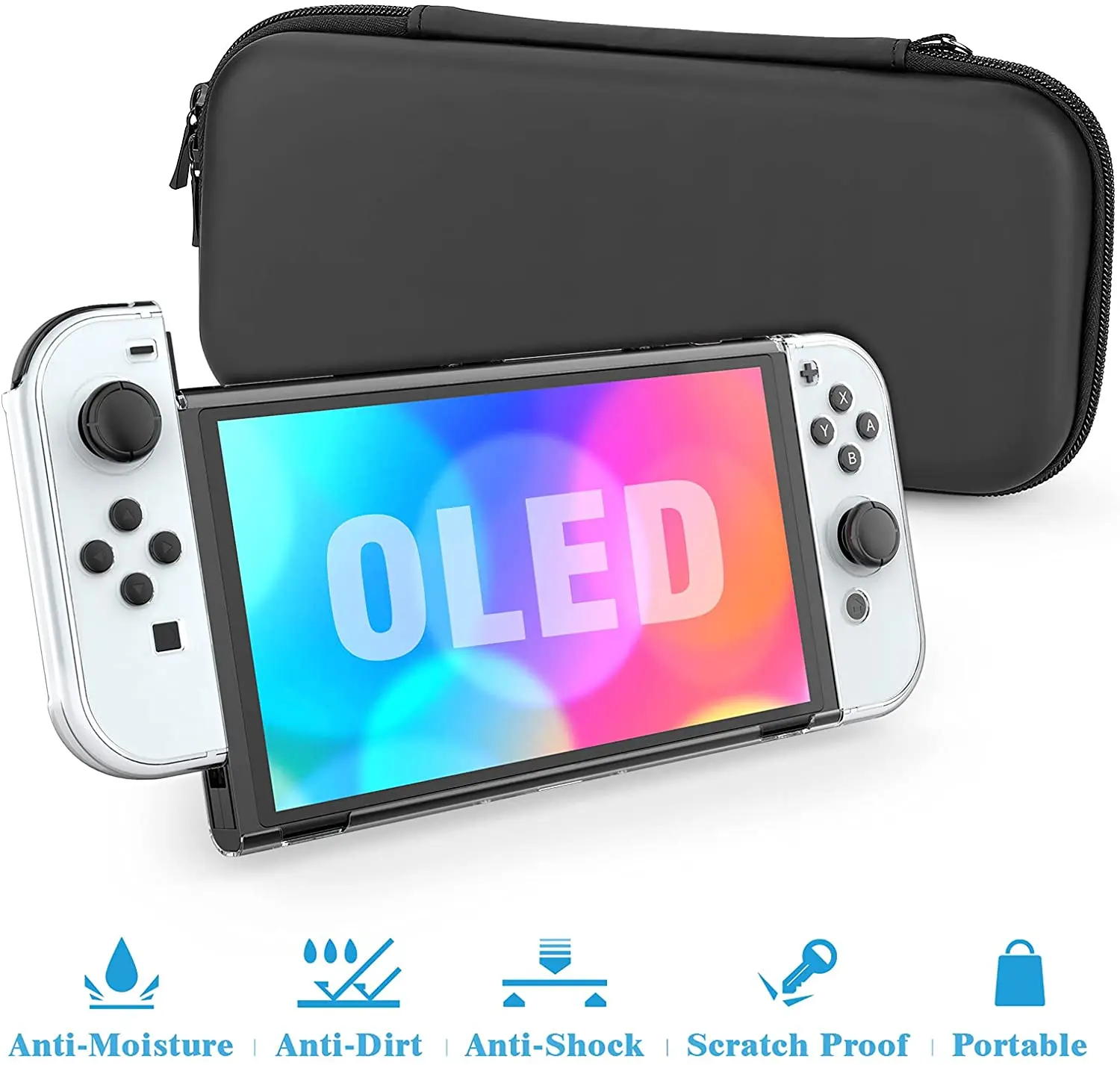 Mooroer – coque Compatible avec Nintendo Switch OLED, Kit d'accessoires 9 en 1 pour modèle 2021