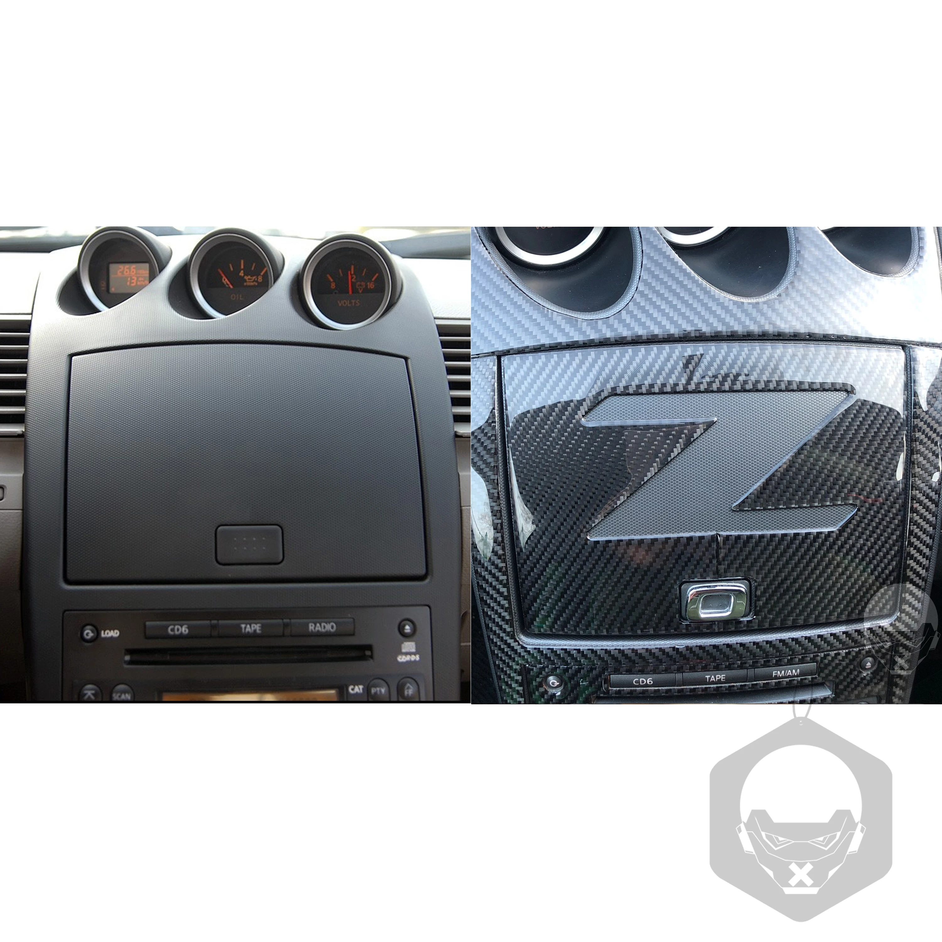 For Nissan 350Z Z33 2003-2009 Navigation Cover Box Door Dash Carbon Fiber Sticker Decorative Modified Car Accessories