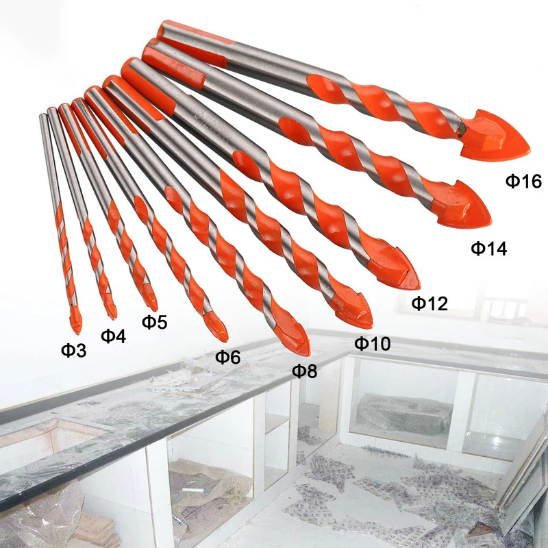 Set di punte per trapano a triangolo in ceramica da 10 pezzi Set di punte per trapano a spirale triangolare s per piastrelle in ceramica in acciaio sottile marmo di vetro in cemento