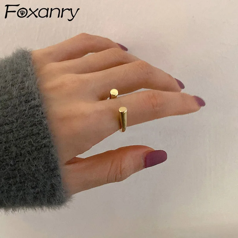 Foxanry Minimalist Silver Color Engagement Rings New Fashion Luxury Jewelry for Women Elegant Party Accessories Gifts