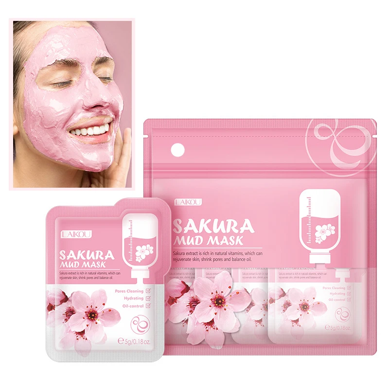 Sakura Moisturizing Mud Mask Deep Cleaning Remove Dead Cutin Face Mask Treat Acne Shrink Pores Repair Skin Care Washable Mask