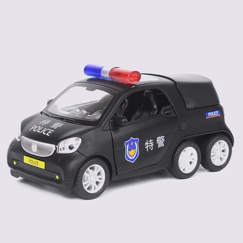 Hot gift 1:32 long smart police alloy model,simulation metal sound and light pull back,exquisite children's toys,free shipping