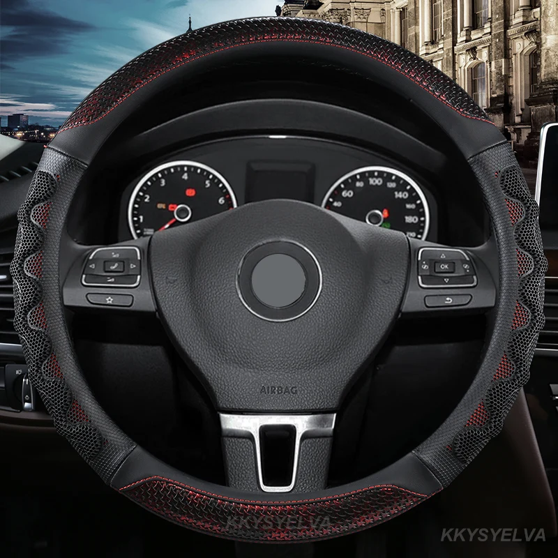 

Carbon Fiber Leather Steering Wheel Cover for VW Touran Golf Gti Polo Sedan Passat Santana Jetta Tiguan Gol Sagitar CC Scirocco