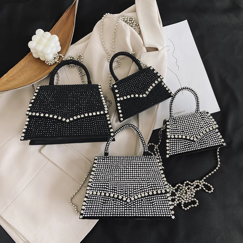 Rhinestone Crossbody Bags For Women 2020 Shiny Diamonds Chain Handbag Female Small Shoulder Bag Lady Casual Messenger Bag Totes