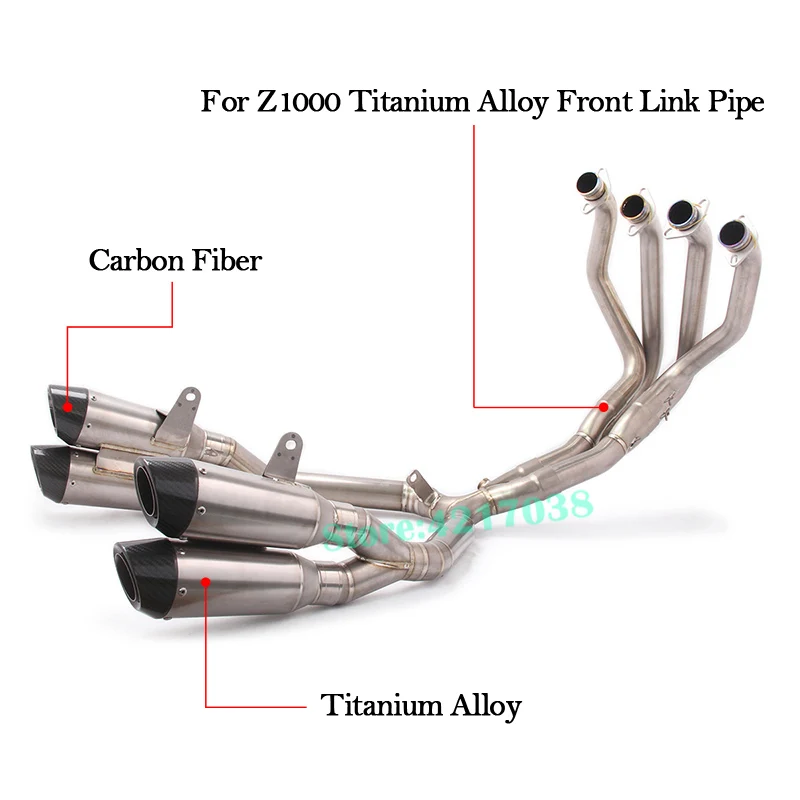 Full System Motorcycle Exhaust Modified Muffler Titanium Alloy Front Middle Link Pipe For Kawasaki Z1000 ABS Z1000SX 2010 - 2019