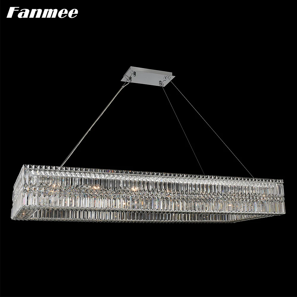 

Modern Rectangular Chandelier Lighting LED Clear Crystal Dining Room Chandelier Lamp Cristal Light Fixture Kitchen Island Lamp