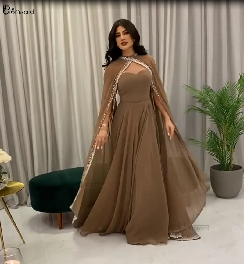 Modern High Couture Evening Dresses A-Line Vestidos De Fiesta Sweetheart Chiffon Beading Robe Dubai Arabic Formal Prom Gown image 6