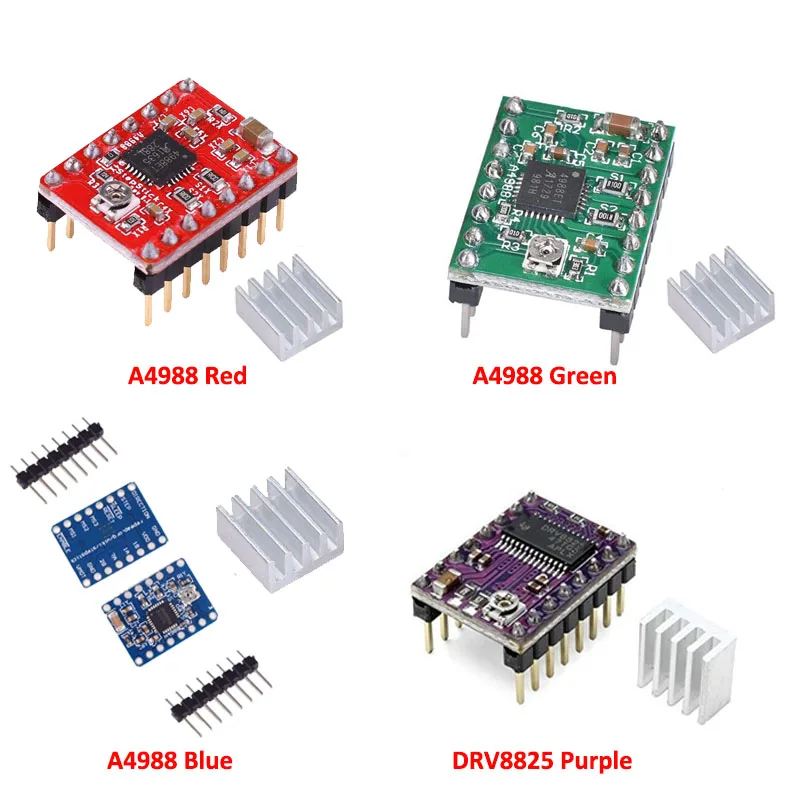 Aokin A4988 Driver Module Stepper Motor Driver with Heatsink for Reprap Pololu 3D Printer Red Green Blue 3D Printer Module