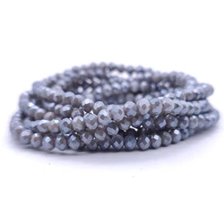 2 3 4 6 8mm Round Grey Czech Crystal Faceted Flat Glass Beads Loose Beads for Jewelry Making DIY Bracelet Necklace Accessories