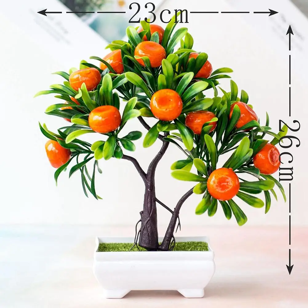 Bonsái Artificial para decoración del hogar, fruta falsa en maceta, naranja, árbol, oficina, jardín, escritorio, fiesta, 1 unidad