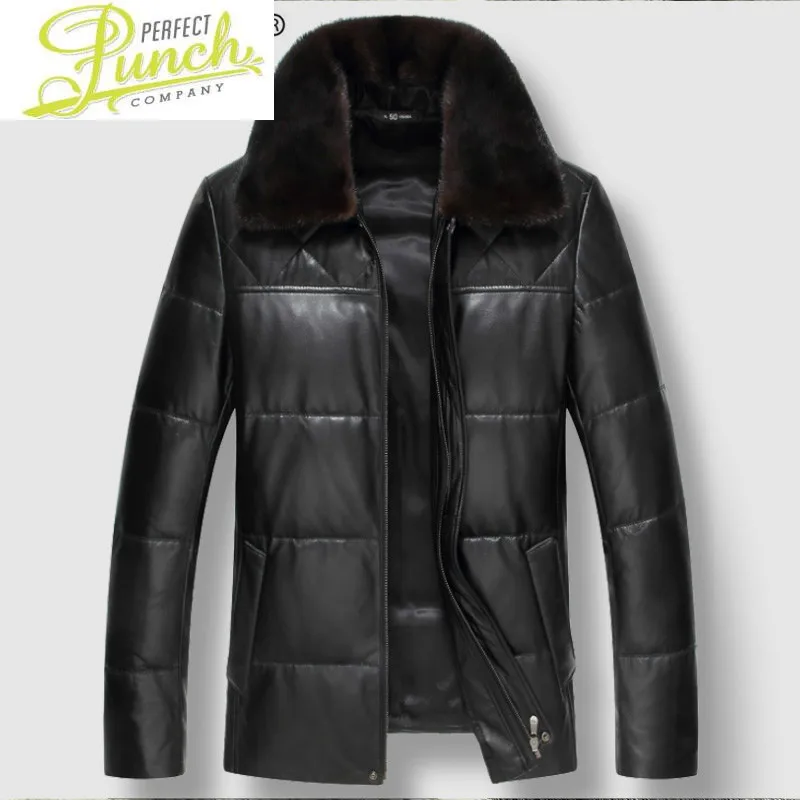 

Leather Men's Jacket Winter Real Sheepskin Coat Genuine Leather Down Jacket Men Mink Fur Collar Couro Legitimo 21999