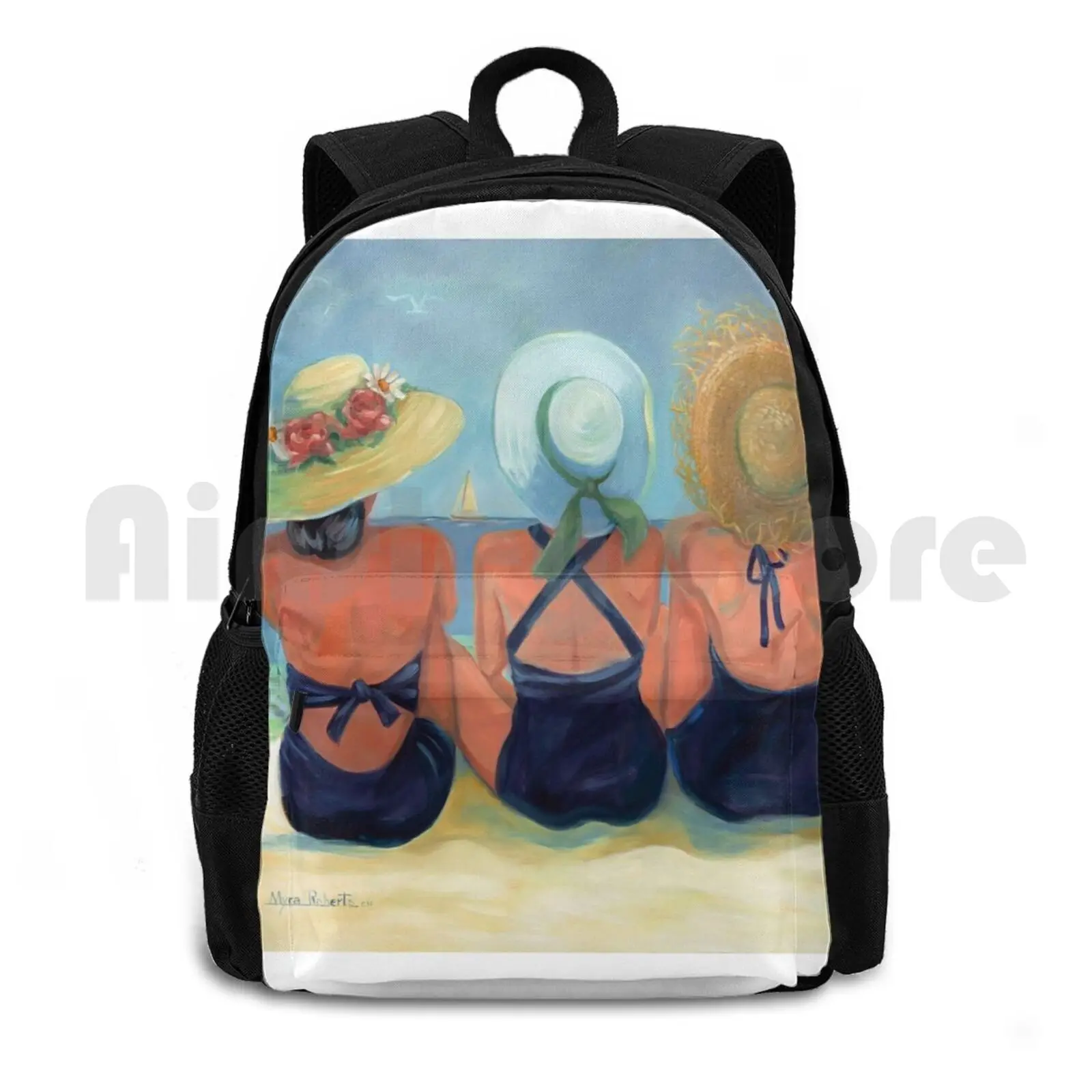 Three Sisters Outdoor Hiking Backpack Riding Climbing Sports Bag Vintage Myra Roberts Beach Fashion Tropical Ocean Friendship