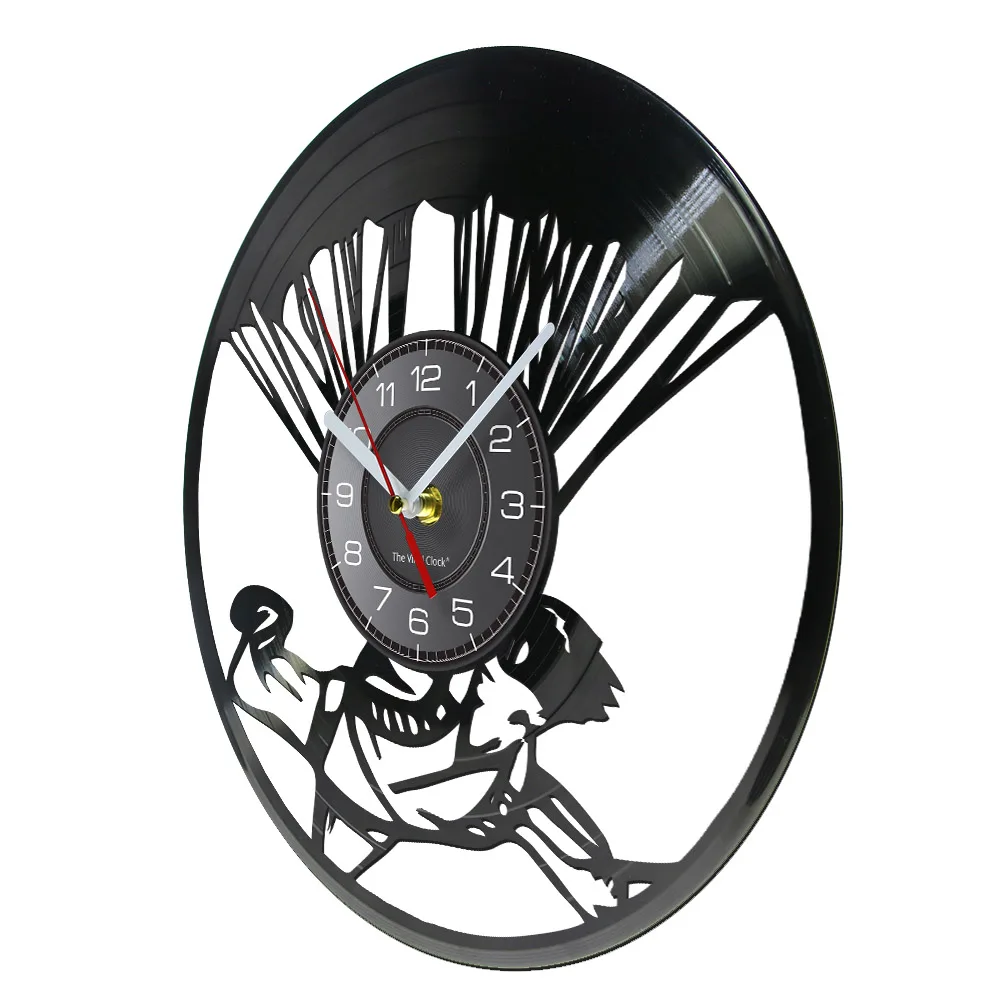 Parachuting Air Tools Vinyl Record Wall Clock Parachute Glider Hang Gliding Silent Watch Flying Sport Decor Skydiver Gift