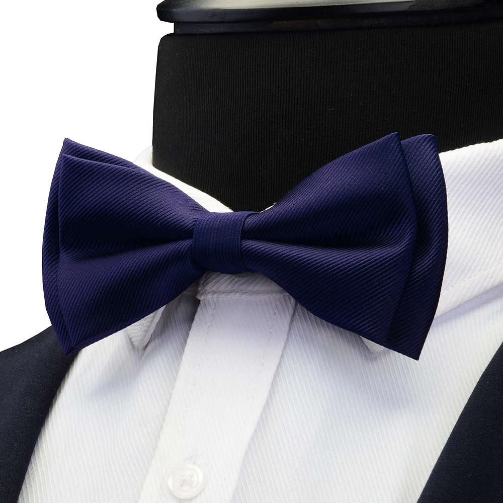 GUSLESON Mens Solid Color Two Layer Pre-tied Bow Tie Red Black Purple Gold Blue Yellow Green Bowtie for Wedding Party Business