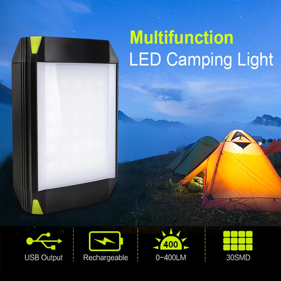 

6000mAh Camping Lantern 30LEDs USB Rechargeable Led Light Outdoor 5 Mode Multi Function Hang Lantern Power Bank Camping Light