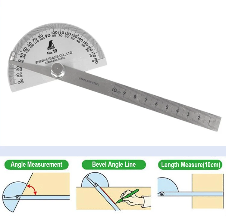 High Precision Protractor Stainless Steel Woodworking Protractor Single Lever Angle Gauge Woodworking Tools