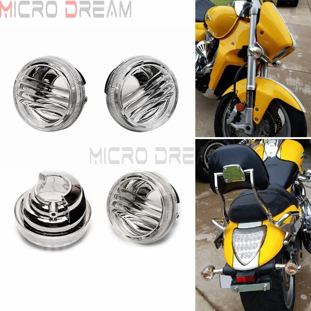 4pcs Clear Turn Signals Lense for Suzuki Boulevard M109R C109R C1800R M50 C90 Front & Rear Indicator Lens Cover Replacement