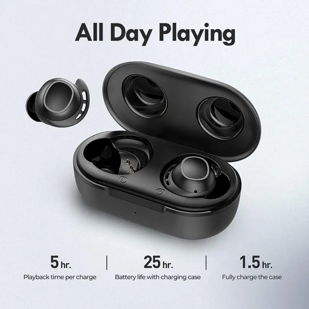 Mpow M30 سماعات لاسلكية حقيقية IPX8 سماعات بلوتوث 5.0 مقاومة للماء مع 25 ساعة وقت اللعب والميكروفون في الأذن سماعات لاسلكية